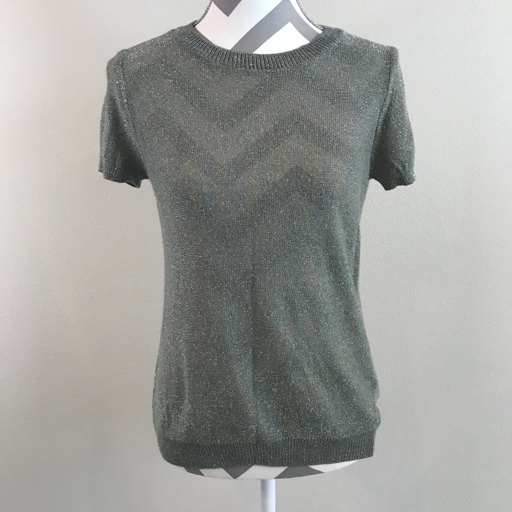 🎄Zara Knit metallic Sparkle Top L Like new